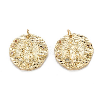 Brass Micro Pave Cubic Zirconia Pendants ZIRC-J040-45G-1