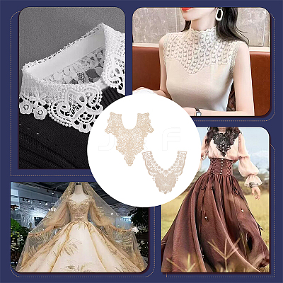 2Pcs 2 Styles Polyester Computerized Embroidery Collar DIY-BC0006-62-1
