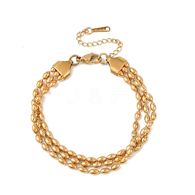 304 Stainless Steel Beads Multi-strand Bracelets LS-BJEW-K287-01G-1