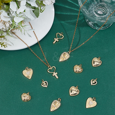 12Pcs 6 Styles Brass Pendants KK-ME0004-68-1