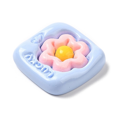 Opaque Flower Resin Cabochons RESI-C035-01E-1