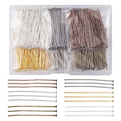 600Pcs 6 Colors Iron Flat Head Pins IFIN-YW0001-97-1