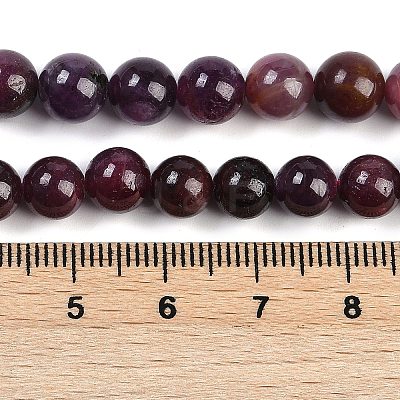 Natural Gemstone Ruby Round Beads Strands G-O017-7mm-06-1