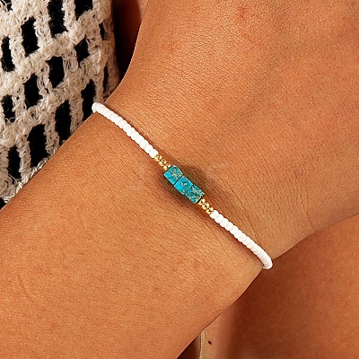 Minimalist Design Flat Round Glass Seed Beads Braided Bead Stretch for Women IQ0836-1
