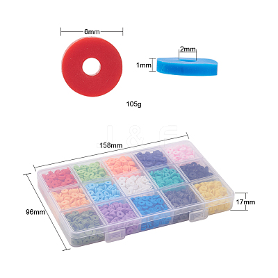 105G 15 Colors Handmade Polymer Clay Beads CLAY-YW0001-43-1