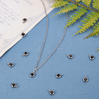 Trendy Original Color 304 Stainless Steel Grade A Rhinestone Flat Round Charm Pendants RB-UN0001-02P-1