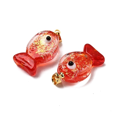 Handmade Dichroic Foil Lampwork Pendants DICH-G001-01G-03-1