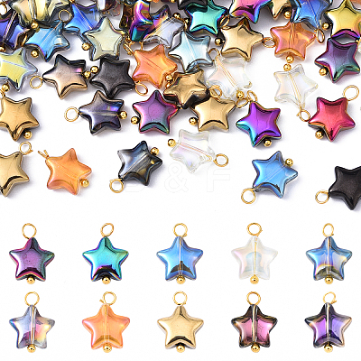 10Pcs Glass Pendants PALLOY-YW00065-01-1