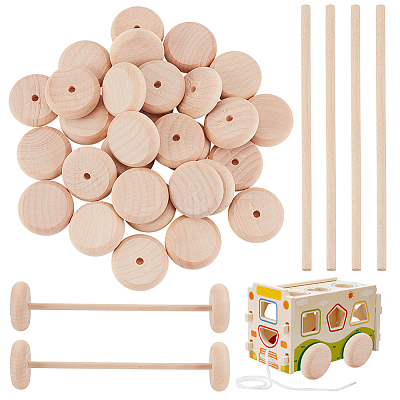 30Pcs Schima Wood Vehicle Wheels DIY-OC0010-70B-1
