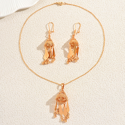Ethnic Style Brass Cone Tassel Earrings & Necklaces Sets for Women NB2272-1