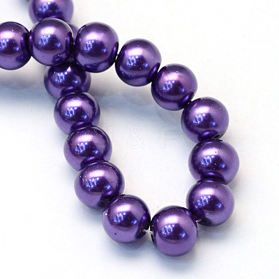 Baking Paint Pearlized Glass Pearl Round Bead Strands HY-Q003-10mm-76-1