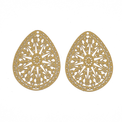430 Stainless Steel Filigree Pendants STAS-S108-16E-1