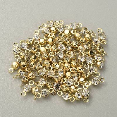 Brass Clear Cubic Zirconia Connector Charms RB-WH0005-002A-KCG-1
