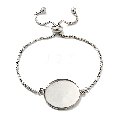 Non-Tarnish 304 Stainless Steel Round Cabochon Setting Bracelets DIY-Z026-01D-1