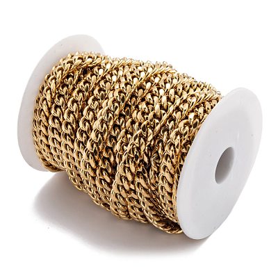 304 Stainless Steel Cuban Link Chain STAS-B019-02C-G-1