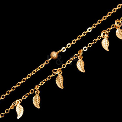 Ethnic Style Alloy Leaf Tassel Double Layered Anklets for Women FS-WG91AE1-01-1