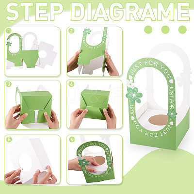 6 Sets 3 Colors Paper Flower Packing Baskets CON-TA0001-40-1