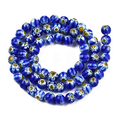 Round Millefiori Glass Beads Strands LK-P001-34-1