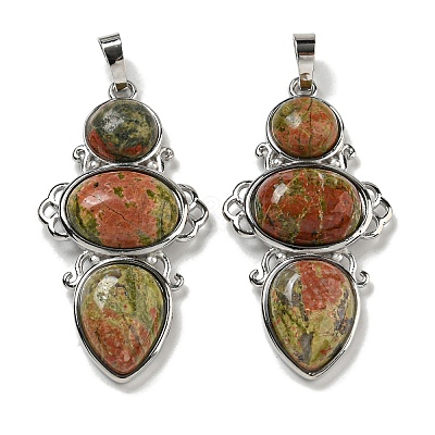 Natural Unakite Pendants G-Q158-04G-1