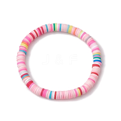 3Pcs 3 Colors Polymer Clay Disc Beaded Stretch Bracelet Sets BJEW-JB10441-01-1