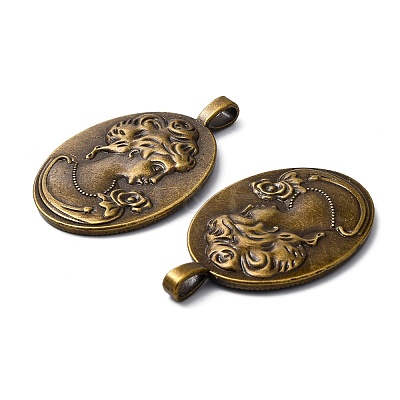 Tibetan Style Alloy Pendant Cabochon Settings TIBEP-5342-AB-FF-1