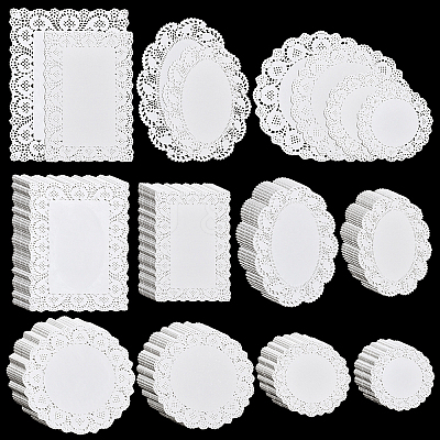 800Pcs 8 Styles Lace Paper Greaseproof Wrap Tissue AJEW-TW0001-14-1