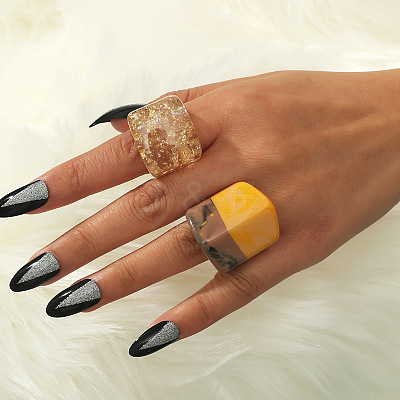 2Pcs Resin Finger Rings Sets FS-WG878B8-01-1
