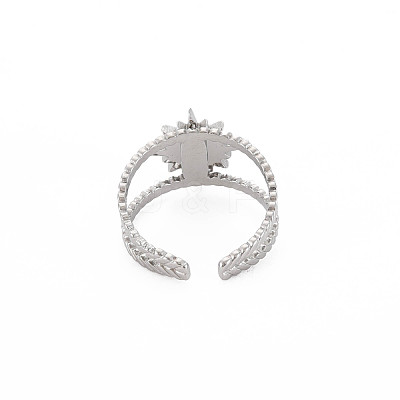 201 Stainless Steel Open Cuff Finger Ring Enamel Settings STAS-S119-159B-P-1