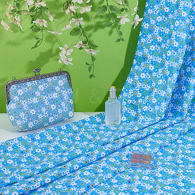 Flower Pattern Cotton Fabric DIY-WH0591-275C-1