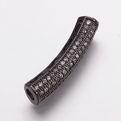 Brass Micro Pave Cubic Zirconia Tube Beads ZIRC-E143-22B-1