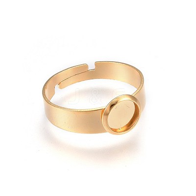 Adjustable 201 Stainless Steel Finger Rings Components X-STAS-G187-01G-6mm-1-1