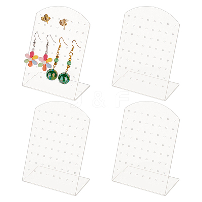 4Pcs Arch Shaped Acrylic Slant Back Earring Display Stands EDIS-FG0001-63-1