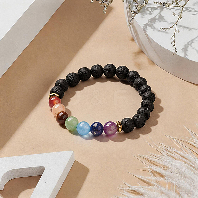 1pc Yoga Chakra Jewelry Stretch Bracelets BJEW-DJ0001-35B-1