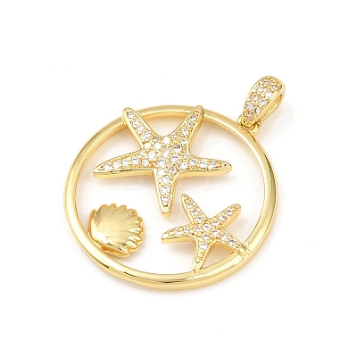 Ocean Brass Micro Pave Cubic Zirconia Pendants KK-K411-04C-G-1