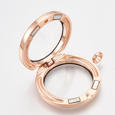 Alloy Magnetic Locket Pendants PALLOY-T052-22RG-1