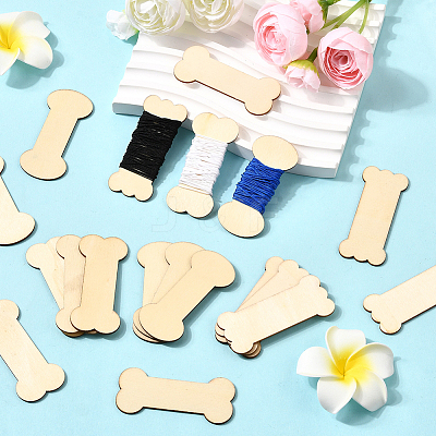 60Pcs 3 Styles Wood Thread Winding Boards DIY-SC0031-10A-1