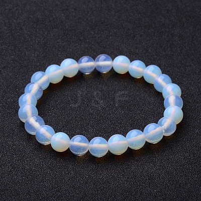 Opalite Beaded Stretch Bracelets X-BJEW-F203-01-1