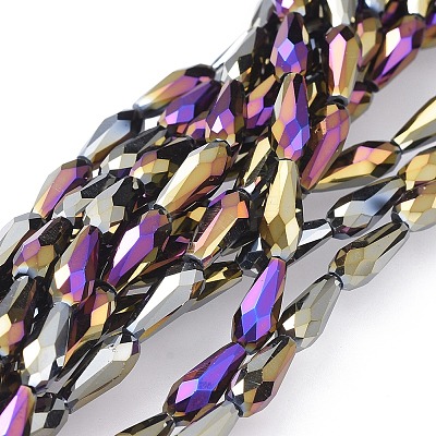 Electroplate Glass Beads Strands X-EGLA-L015-FP-A02-1