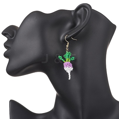 304 Stainless Steel Glass Seed Beads Carrot Dangle Earrings EJEW-MZ00579-03-1
