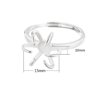 Adjustable 925 Silver Ring Adjustable Ring Findings PW-WG95003-16-1