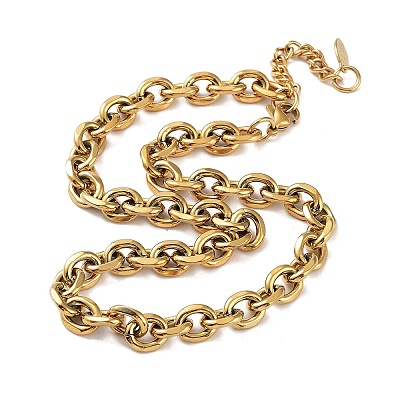 Ion Plating(IP) 304 Stainless Steel Rolo Chain Necklace NJEW-D045-01G-1