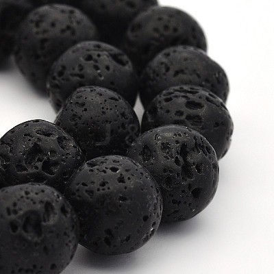 Natural Lava Rock Round Bead Strands X-G-M169-14mm-03-1