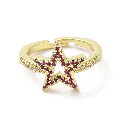 Brass Pave Cubic Zirconia Adjustable Rings RJEW-M170-24G-1