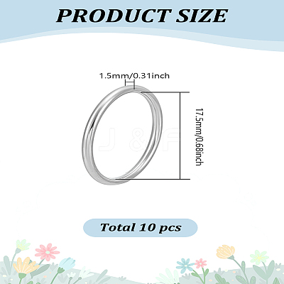 10Pcs 304 Stainless Steel Simple Plain Band Finger Ring for Women Men RJEW-LP0001-10-1