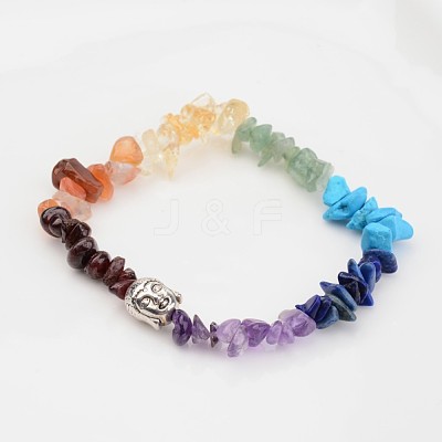 Chakra Natural Gemstone Beaded Stretch Bracelets X-BJEW-JB02324-02-1