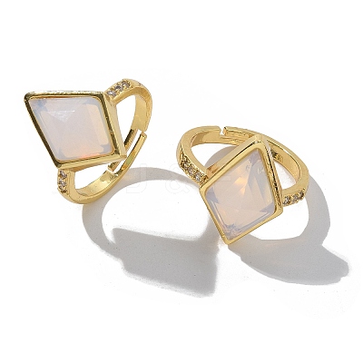 Rhombus Opalite Finger Rings RJEW-B113-01G-05-1