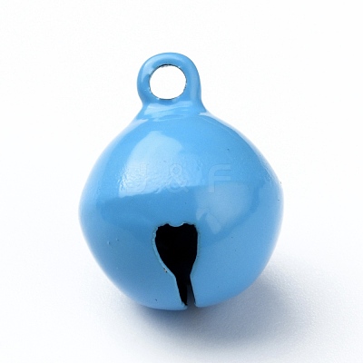 Baking Paint Brass Bell Pendants KK-WH0044-35F-1