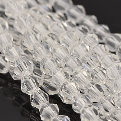 Faceted Bicone Glass Beads Strands EGLA-P016-4mm-01-1
