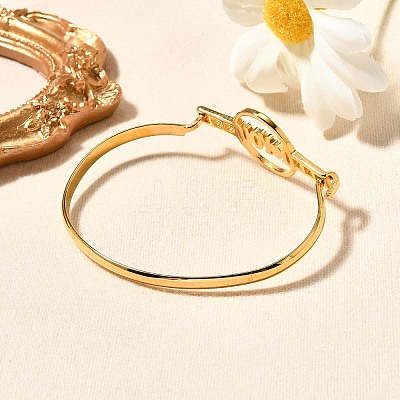 201 Stainless Steel Flat Round Link Bangles for Women LS-BJEW-R014-01G-04-1