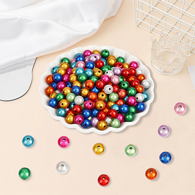 300Pcs Spray Painted Acrylic Beads MACR-PA0001-80-1